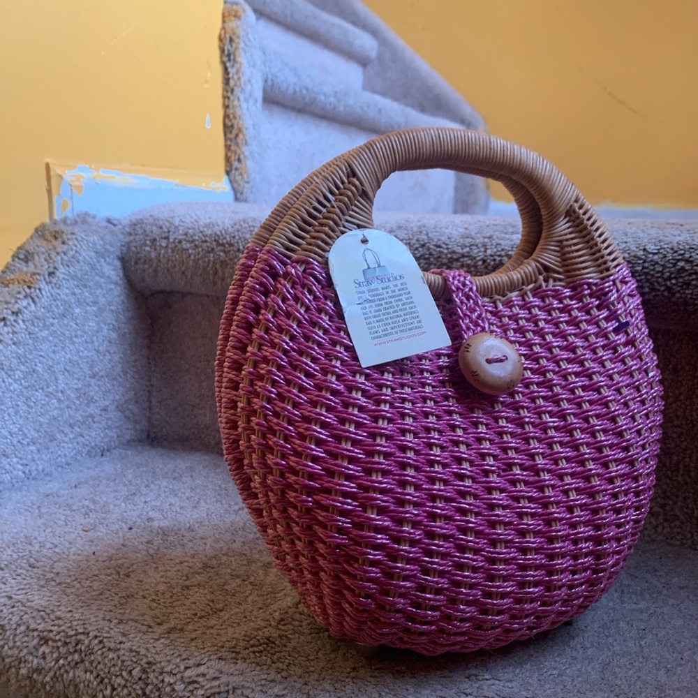 Pink straw bag